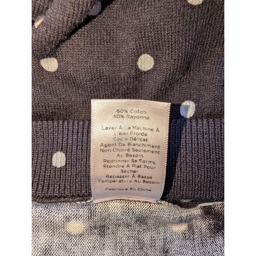 Talbots 2X Petite Navy Blue Polka Dot Knit Sleeveless Banded Hem Sweater Shell - Picture 5 of 5